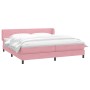 Cama box spring con colchones terciopelo rosa 200x210 cm